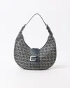 Fendi Zucchino Half Moon Shoulder Bag In Gray