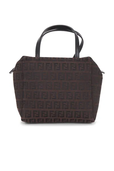Pre-owned Fendi Zucchino Handbag In Black