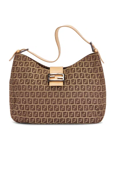Pre-owned Fendi Zucchino Hobo Bag In Beige
