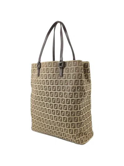 Pre-owned Fendi Zucchino Logo Tote Bag In Neutral