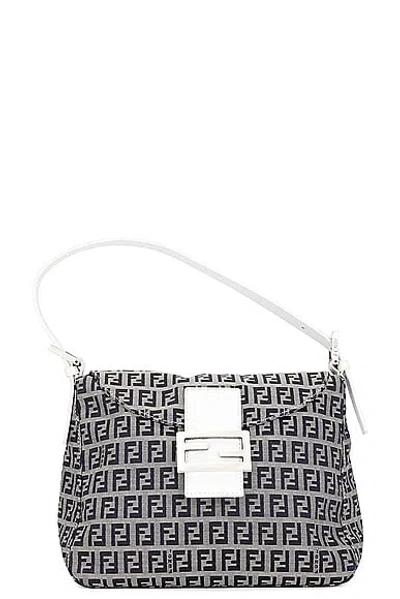 Pre-owned Fendi Zucchino Mama Baguette Shoulder Bag In Grey