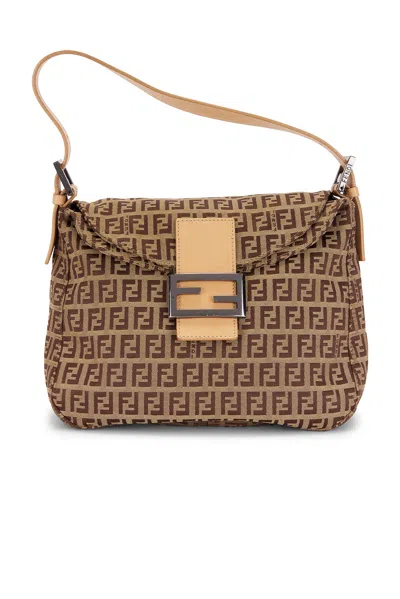 Pre-owned Fendi Zucchino Mama Baguette Shoulder Bag In Neutral