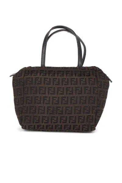 Pre-owned Fendi Zucchino Mini Handbag In Brown