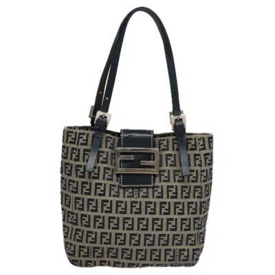 Pre-owned Fendi Zucchino Navy Canvas Shoulder Bag ()