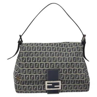 Pre-owned Fendi Zucchino Navy Canvas Shoulder Bag ()