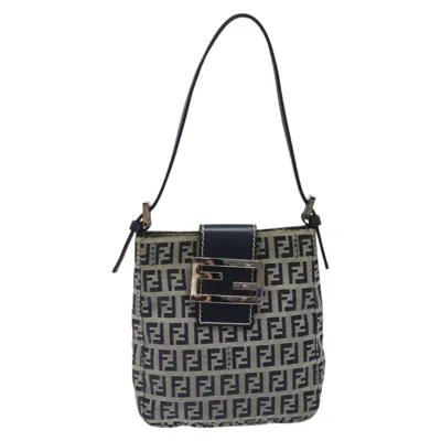 Pre-owned Fendi Zucchino Navy Canvas Shoulder Bag ()