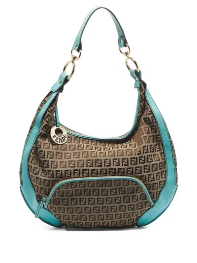 Pre-owned Fendi Zucchino Patterned Shoulder Bag In Brown