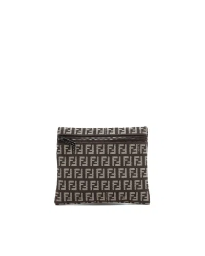Fendi Zucchino Pouch In Brown