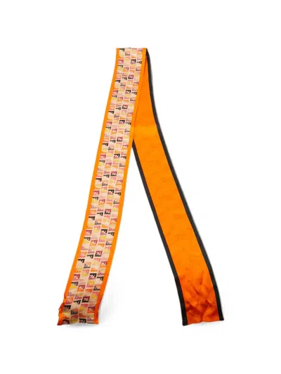 Pre-owned Fendi Zucchino Print Silk Bandeau Scarf In Orange