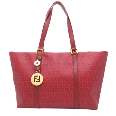 Pre-owned Fendi Zucchino Red Color Pvc Leather Tote Bag ()