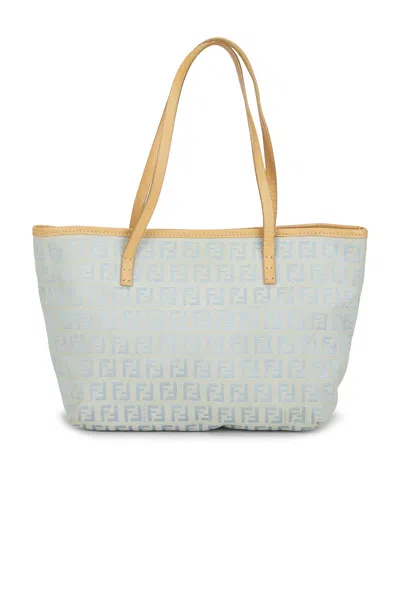 Pre-owned Fendi Zucchino Roll Tote Bag In Blue