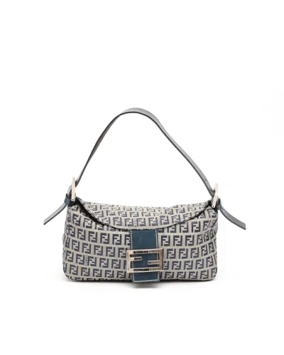 Fendi Zucchino Shoulder Bag In Gray