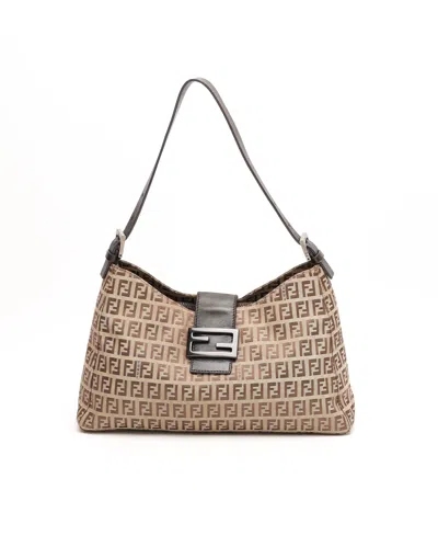Fendi Zucchino Shoulder Bag In Brown