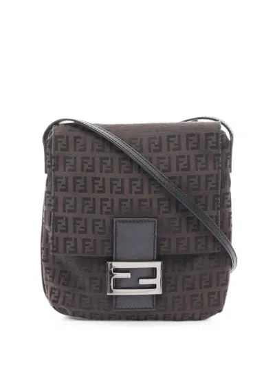 Pre-owned Fendi Zucchino Shoulder Bag In Brown