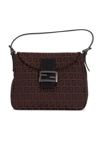 Pre-owned Fendi Zucchino Shoulder Bag In Brown