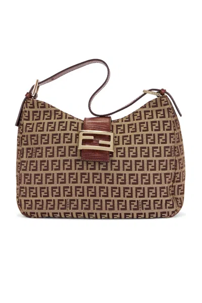 Pre-owned Fendi Zucchino Shoulder Bag In Brown