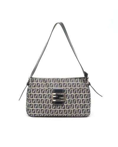 Fendi Zucchino Shoulder Bag In Gray