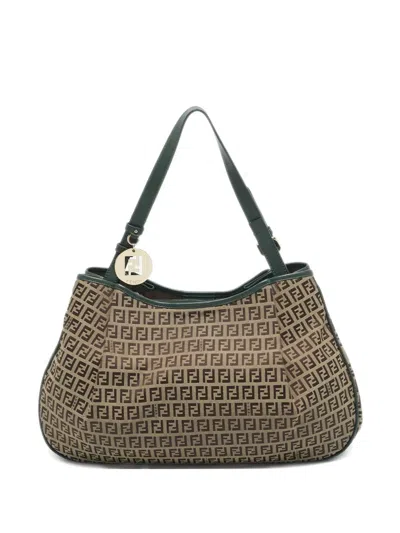 Pre-owned Fendi Zucchino Shoulder Bag In Neutral