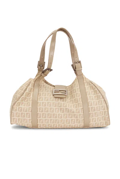 Pre-owned Fendi Zucchino Shoulder Bag In Neutral