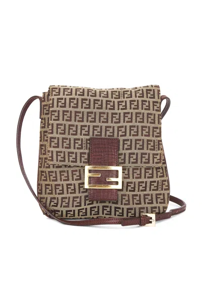 Pre-owned Fendi Zucchino Shoulder Bag In Sand