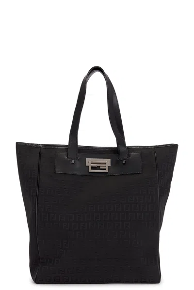 Pre-owned Fendi Zucchino Tote Bag In Black