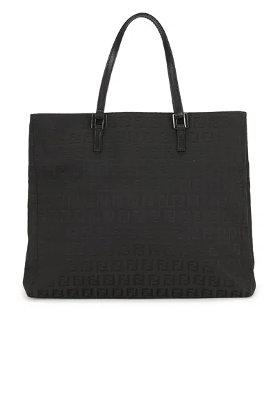 Pre-owned Fendi Zucchino Tote Bag In Black