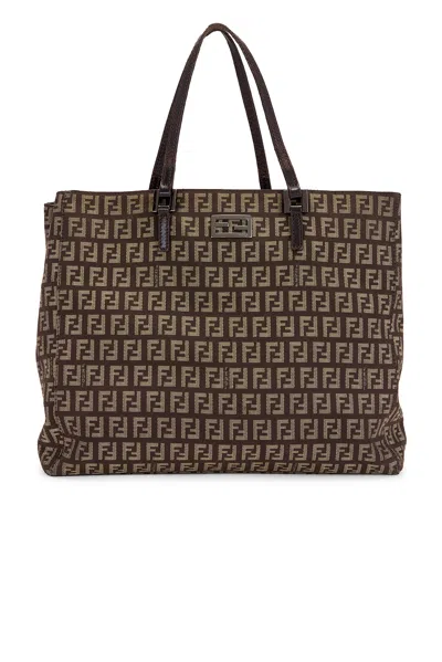 Pre-owned Fendi Zucchino Tote Bag In Brown