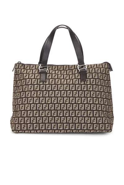 Pre-owned Fendi Zucchino Tote Bag In Gray