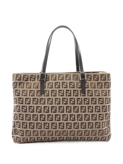 Pre-owned Fendi Zucchino Tote Bag In Neutral