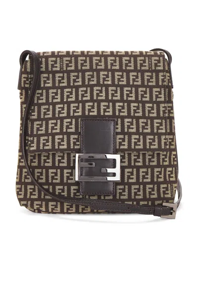 Pre-owned Fendi Zucchino Tube Messenger Bag In Brown