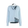 Fendi Melange Pastel Light-blue Stretch Wool Blend Cardigan In 蓝色的