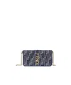 Fendi Dark Blue Ff Chenille Wallet In Gray