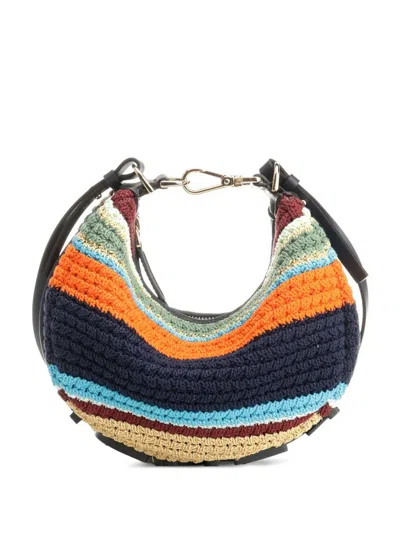 Fendi Graph Striped Crochet Mini Bag In Multi
