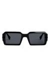 Fendi Graphy 52mm Rectangular Sunglasses In Shiny Black/smoke