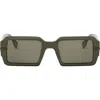 Fendi Eyewear Rectangle Frame Sunglasses In Shiny Dark Green/green