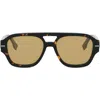 Fendi 'graphy 55mm Geometric Sunglasses In Gold