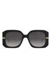 Fendi 'graphy 55mm Geometric Sunglasses In Shiny Black/gradient Smoke