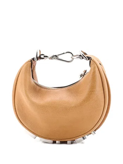 Pre-owned Fendi Graphy Bag Leather Nano Hobo Bag In Brown