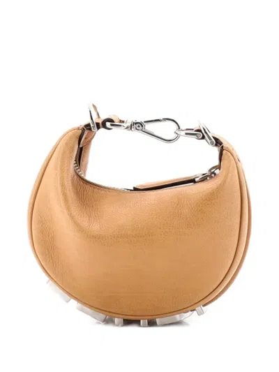 Pre-owned Fendi Graphy Bag Leather Nano Hobo Bag In Neutral