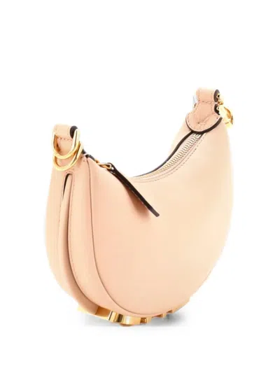 Pre-owned Fendi Graphy Bag Leather Nano Hobo Bag In Neutrals