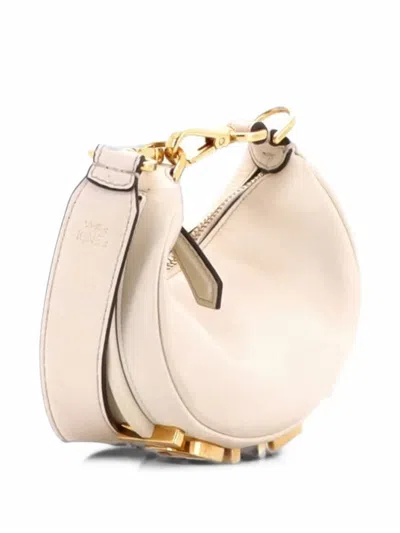 Pre-owned Fendi Graphy Bag Leather Nano Hobo Bag In White