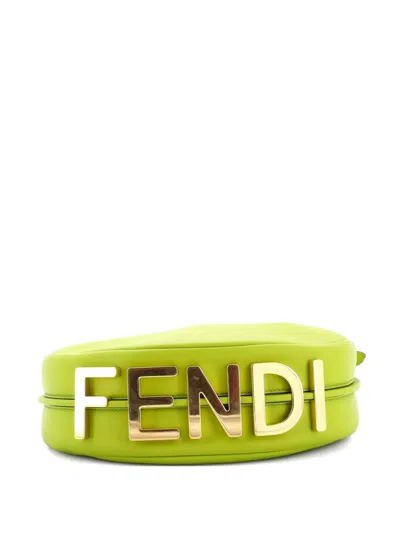 Pre-owned Fendi Graphy Bag Leather Small Hobo Bag In Green
