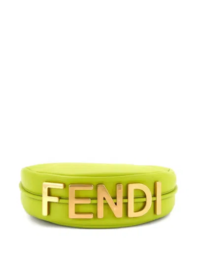 Pre-owned Fendi Graphy Bag Leather Small Hobo Bag In Green