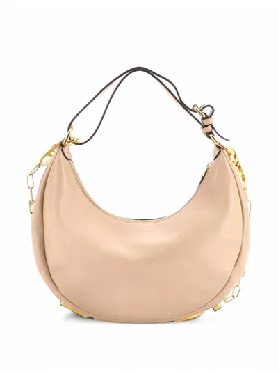 Pre-owned Fendi Graphy Bag Leather Small Hobo Bag In Neutrals