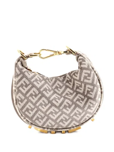 Pre-owned Fendi Graphy Bag Zucca Tapestry Nano Clutch Bag In Gray