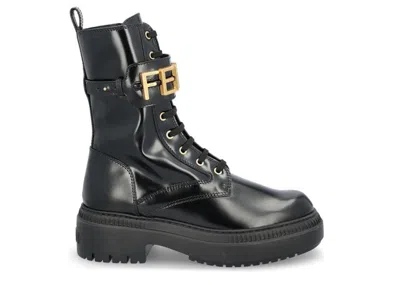 Pre-owned Fendi Graphy Boot (women's) Sneakers In Black/gold