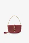Fendi Graphy Leather Chain Clutch In Red