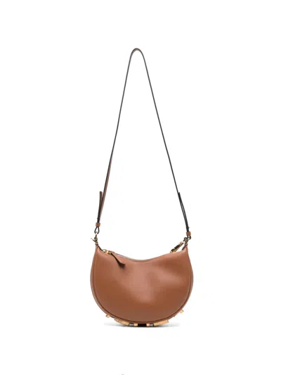 Fendi Graphy Leather Clutch Bag In Braun