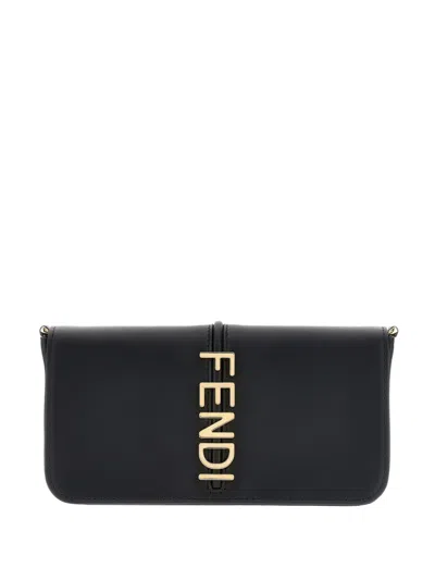 Fendi Graphy Leather Logo-lettering Wallet In Black