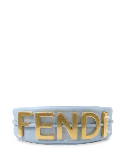 Pre-owned Fendi Graphy Lettering Shoulder Bag In Blue